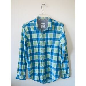Splendid Mills Plaid Shirt Checkered blue green Small
